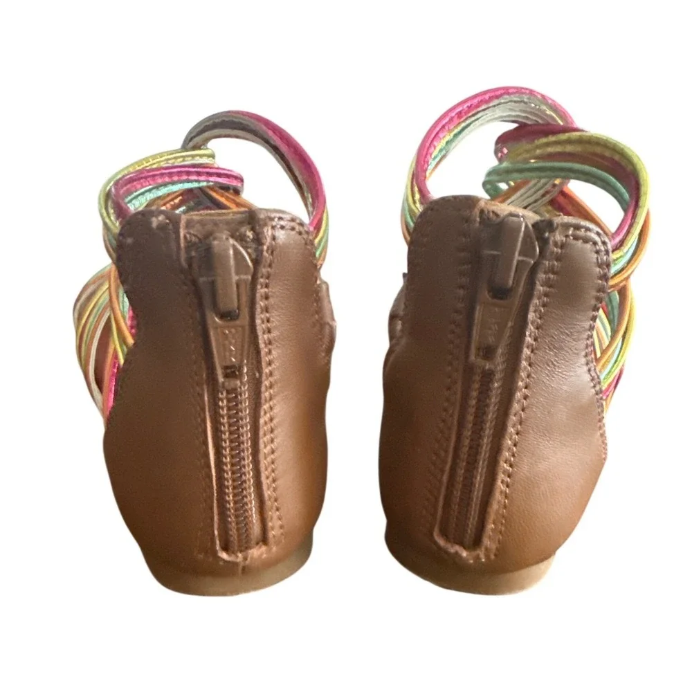 GB Little Girls Multi-Color Metallic Strappy Gladiator Sandals Back Zip Size 9M